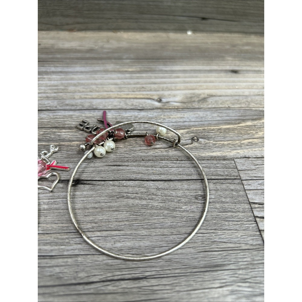 Breast Cancer Awareness Charm Bracelet‎ By Avon Lot Of 2 Gold And Silver Tone - Picture 10 of 10